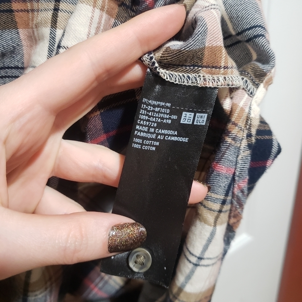 Uniqlo Flannel Plaid Skipper Collar Long Sleeve Flannel Size Small - Picture 8 of 9
